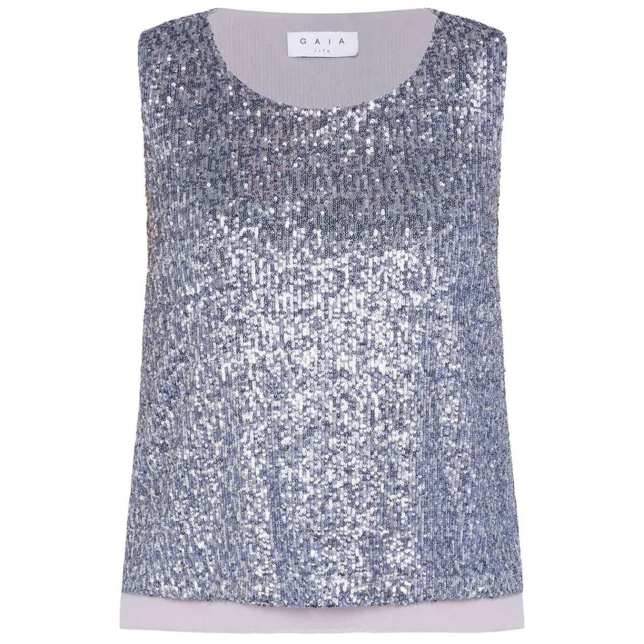 New GAIA Life Sequin Top Pearl Grey