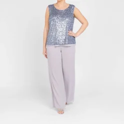 New GAIA Life Sequin Top Pearl Grey