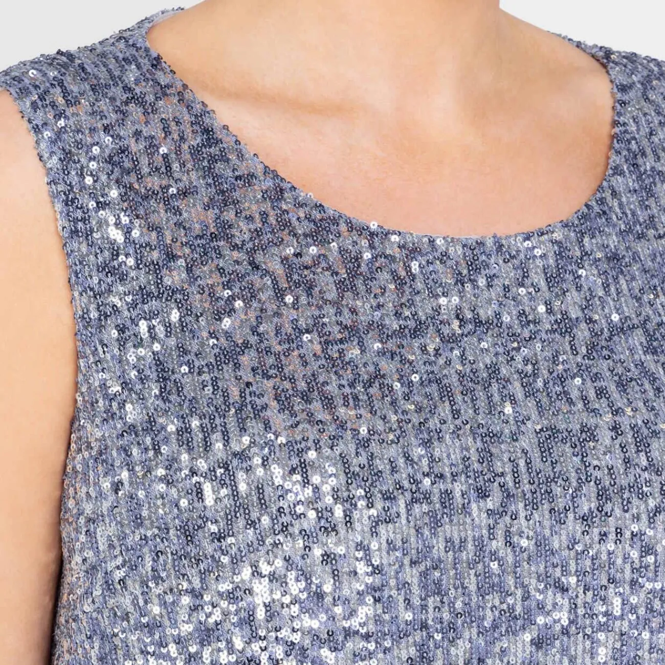 New GAIA Life Sequin Top Pearl Grey