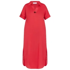 New GAIA Life Short Sleeve Red Linen Dress
