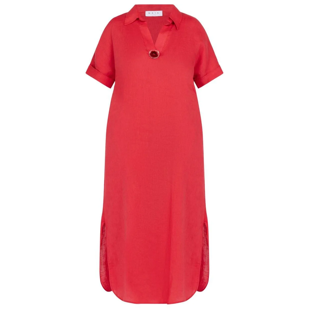 New GAIA Life Short Sleeve Red Linen Dress