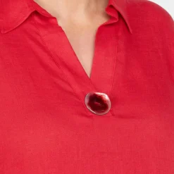 New GAIA Life Short Sleeve Red Linen Dress