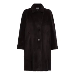 Online Luisa Viola BLACK FAUX-FUR COAT