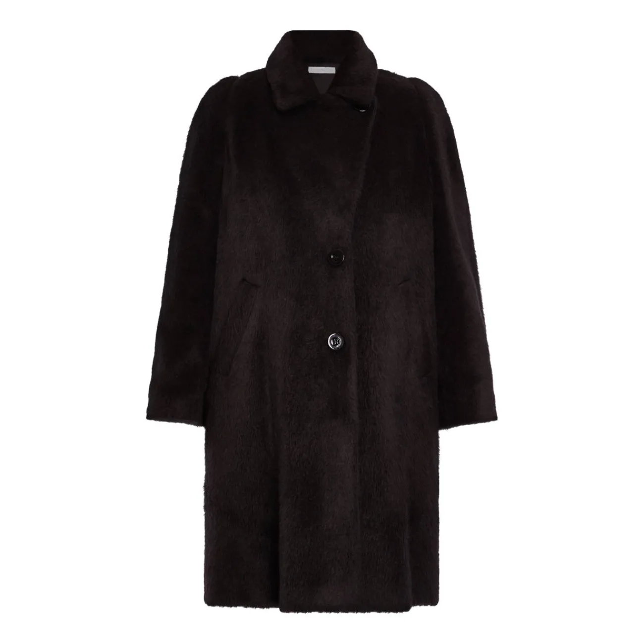 Online Luisa Viola BLACK FAUX-FUR COAT