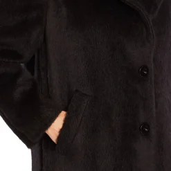 Online Luisa Viola BLACK FAUX-FUR COAT