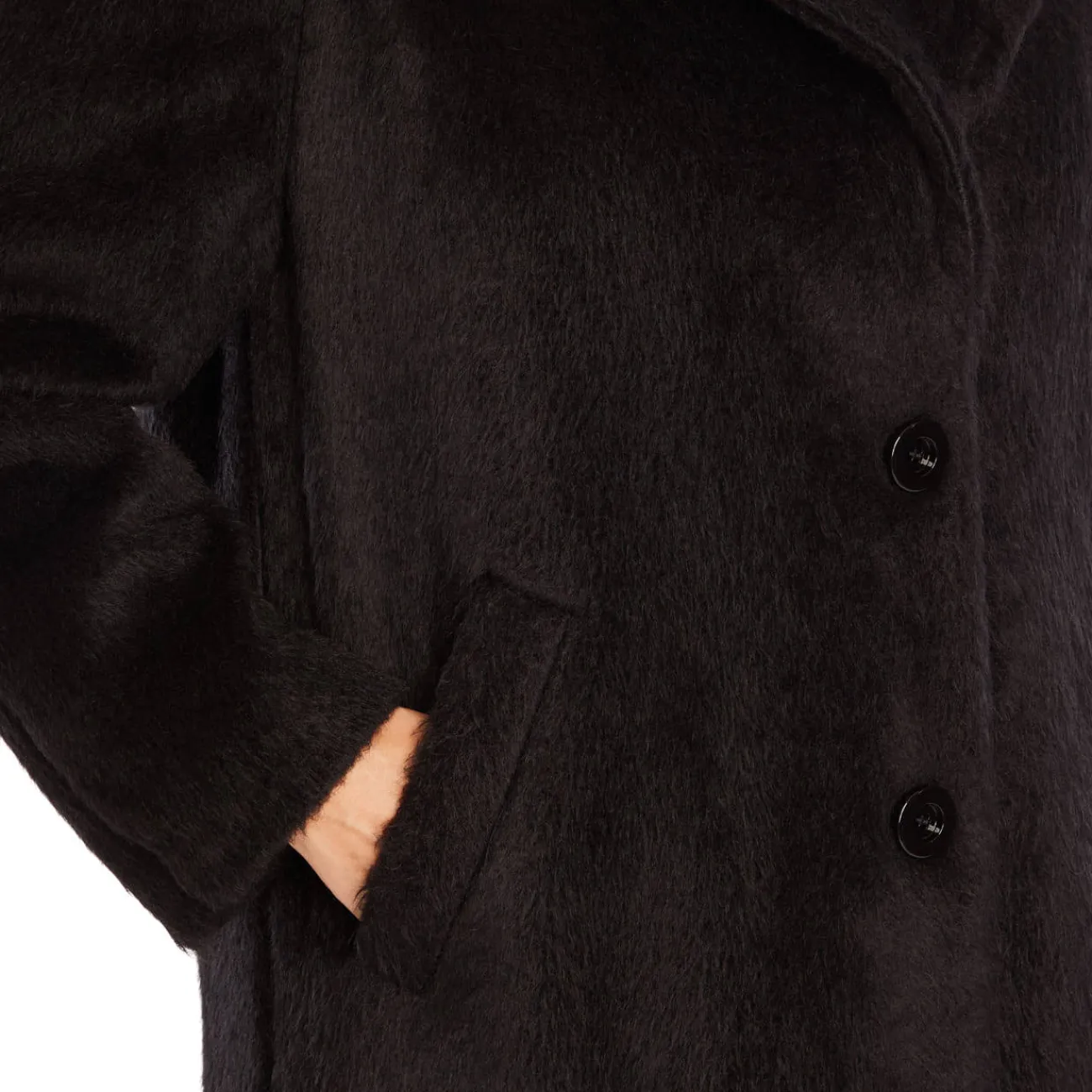 Online Luisa Viola BLACK FAUX-FUR COAT