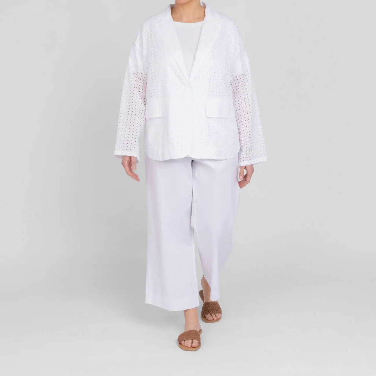 Fashion Luisa Viola Broderie Anglaise Cotton Jacket White