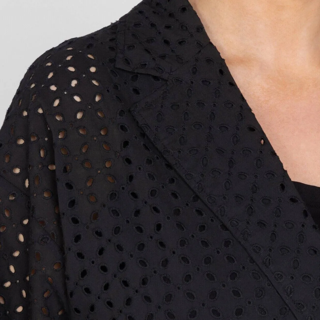 Fashion Luisa Viola Broderie Anglaise Cotton Jacket Black