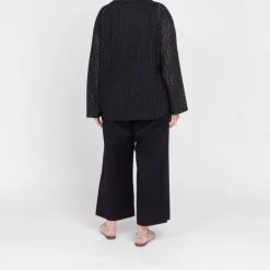 Fashion Luisa Viola Broderie Anglaise Cotton Jacket Black