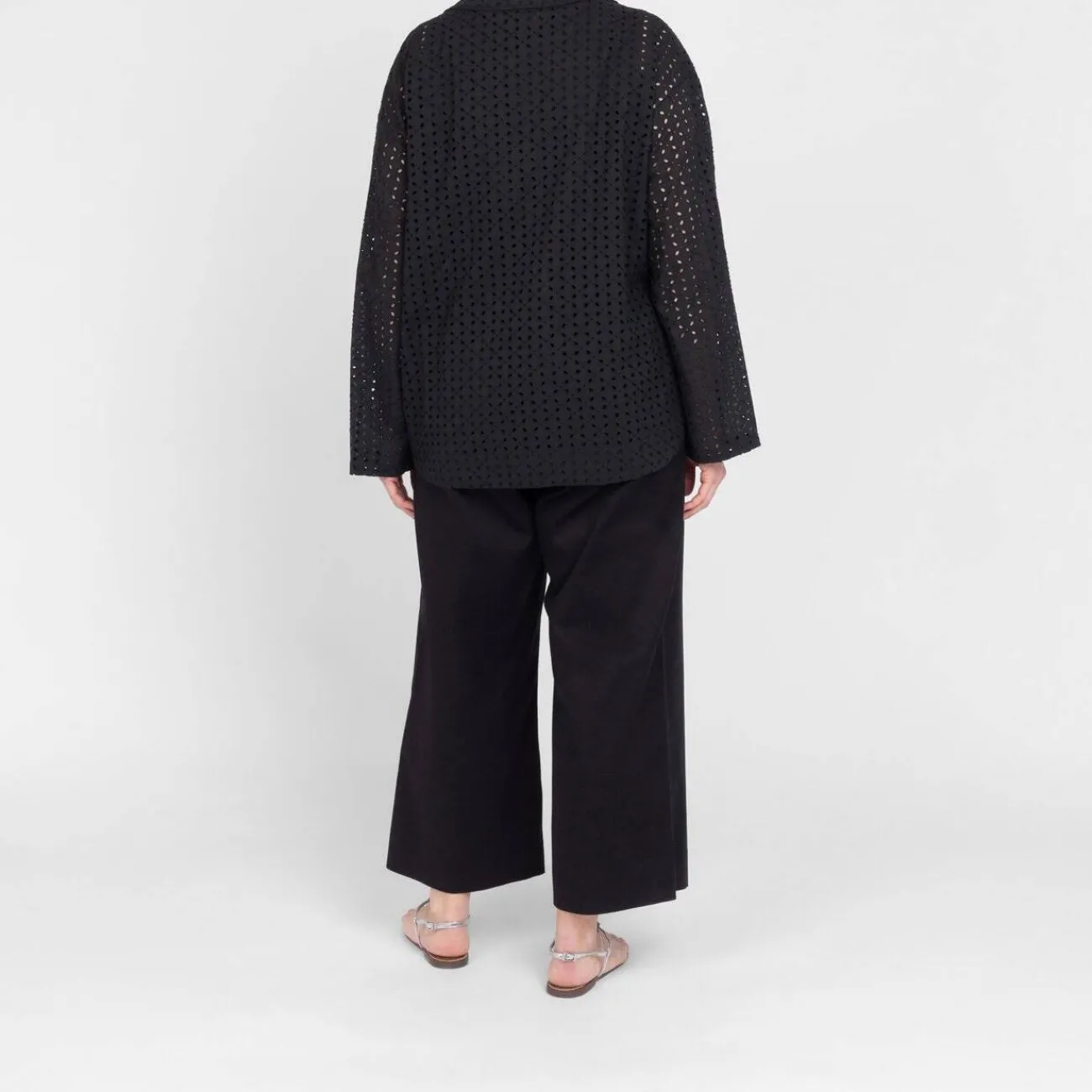 Fashion Luisa Viola Broderie Anglaise Cotton Jacket Black