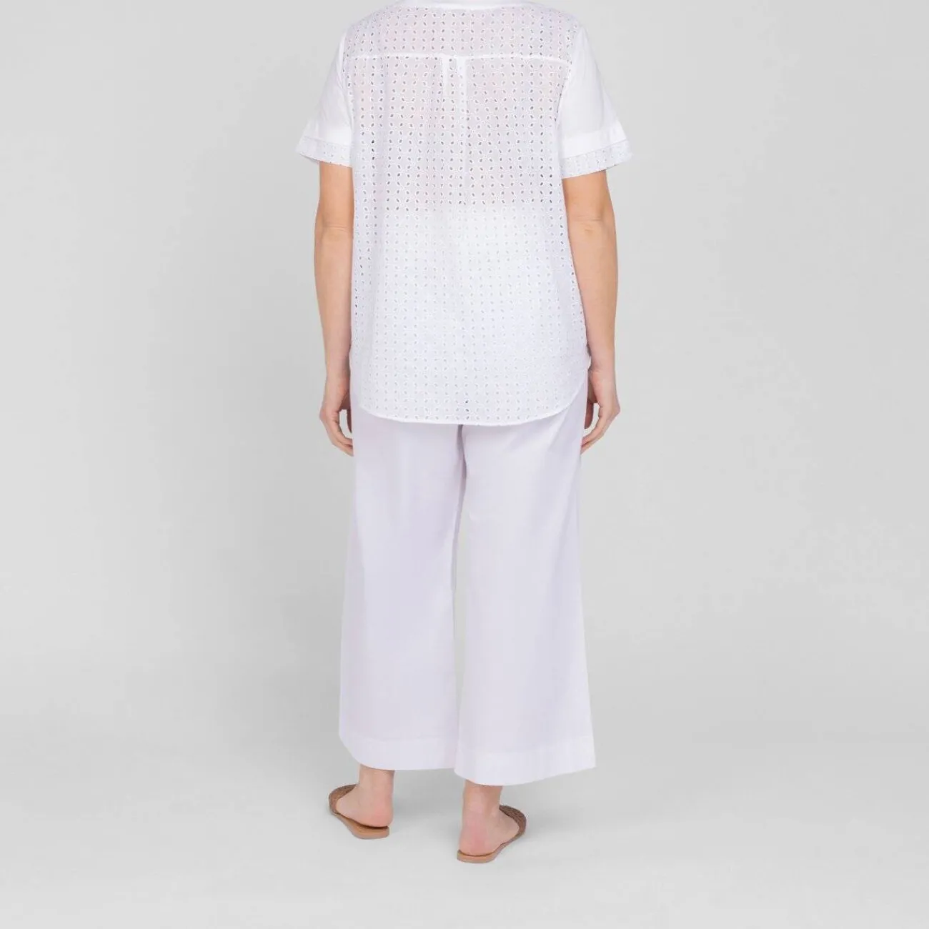 Online Luisa Viola Broderie Anglaise Back T-Shirt White
