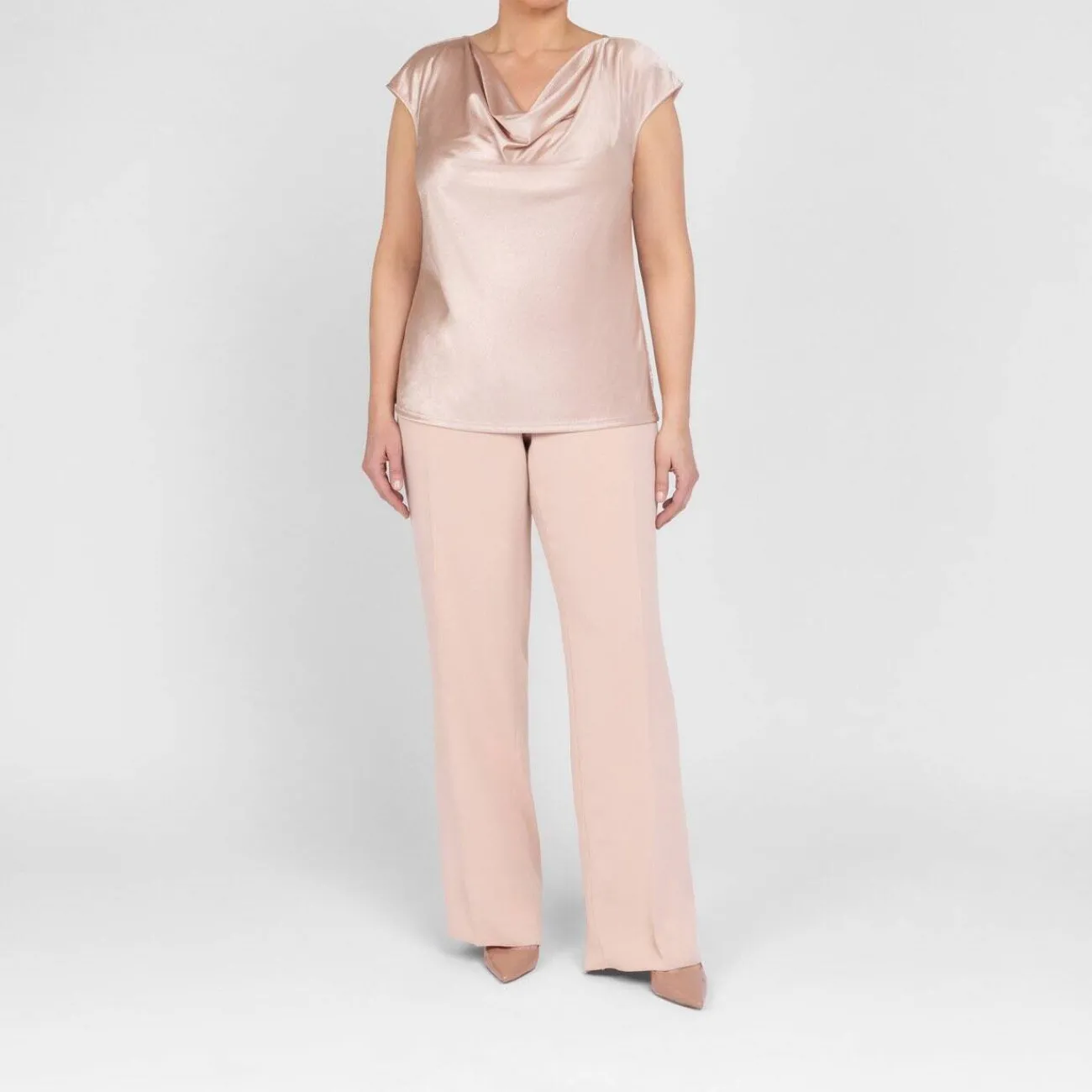New Luisa Viola Cowl Neck Top Blush Pink