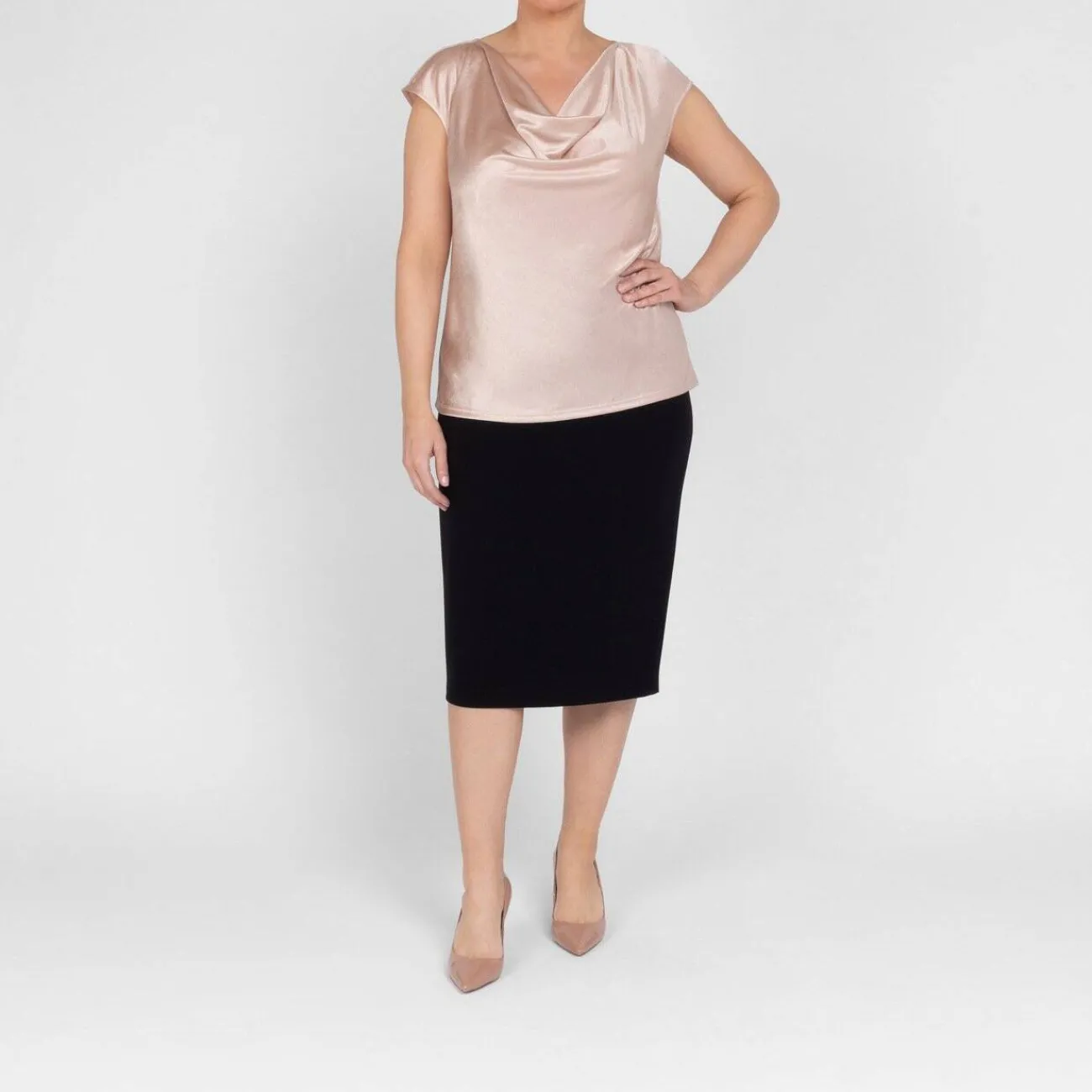 New Luisa Viola Cowl Neck Top Blush Pink
