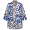 New Luisa Mara Venier Luisa Viola Floral Cotton Shirt Blue