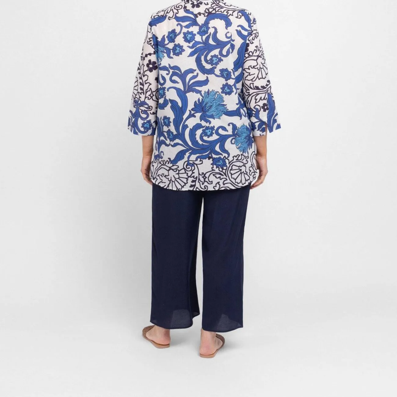 New Luisa Mara Venier Luisa Viola Floral Cotton Shirt Blue