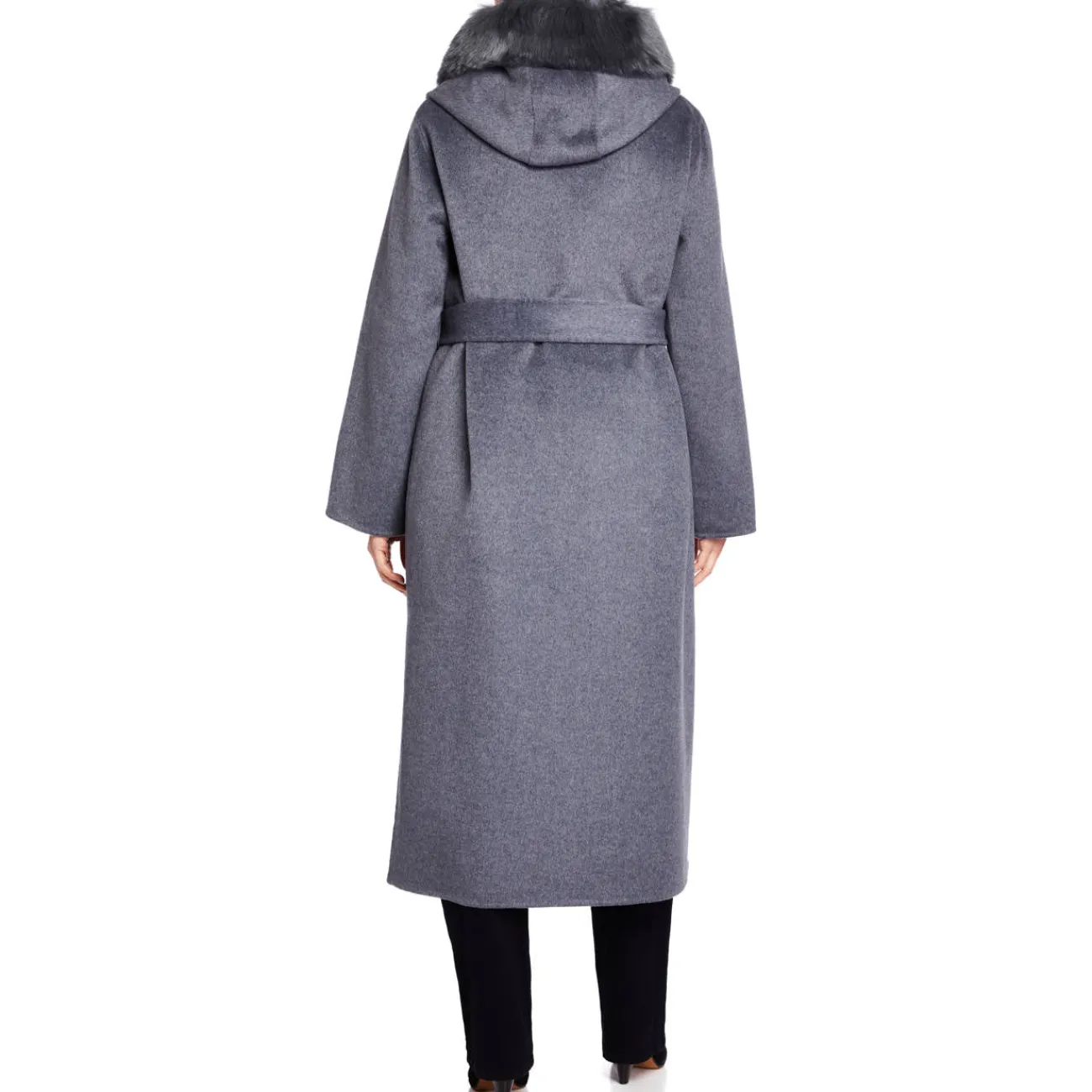 Discount Luisa Viola WRAP COAT FAUX-FUR TRIM GREY
