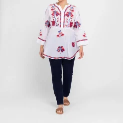 Clearance LULA SOUL LulaSoul Embroidered Cotton Tunic White