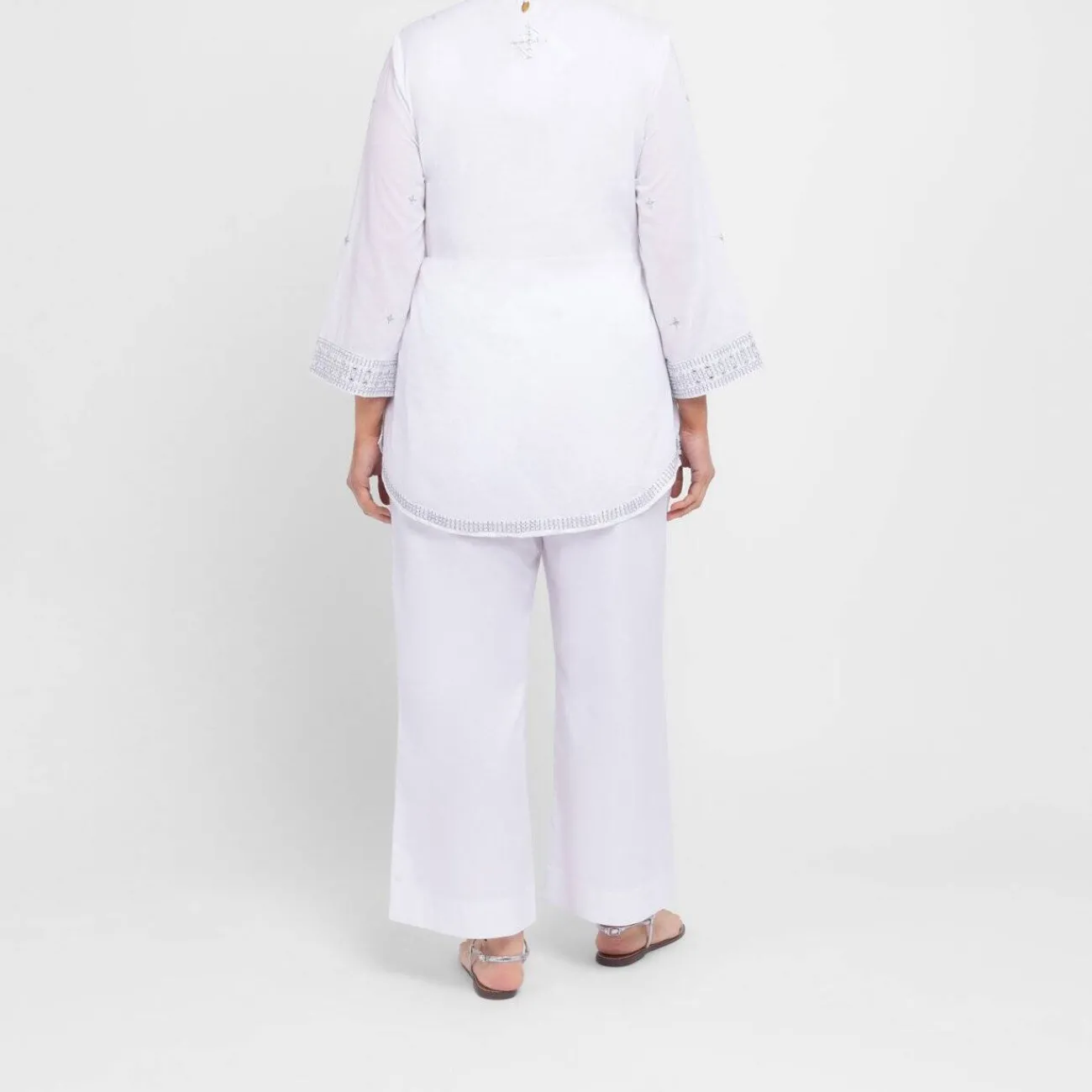 Sale LULA SOUL LulaSoul Embroidered Sequin Cotton Tunic White