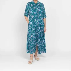 Fashion Marina Rinaldi Sport Marina Rinaldi Antique Floral Dress Green
