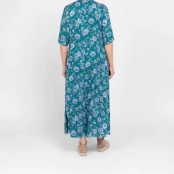 Fashion Marina Rinaldi Sport Marina Rinaldi Antique Floral Dress Green