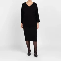 Outlet Marina Rinaldi Elegante MARINA RINALDI BLACK PENCIL SKIRT