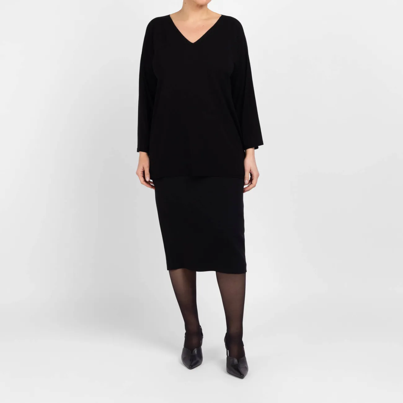 Outlet Marina Rinaldi Elegante MARINA RINALDI BLACK PENCIL SKIRT