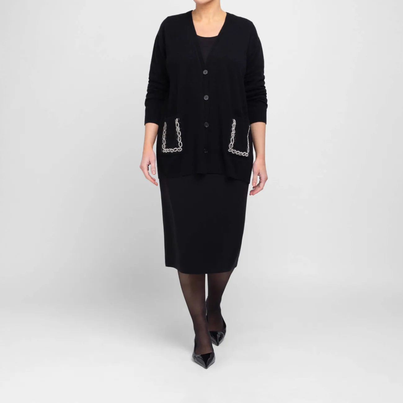 Outlet Marina Rinaldi Elegante MARINA RINALDI BLACK PENCIL SKIRT