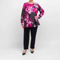 Clearance Marina Rinaldi BLACK PULL-ON FRONT CREASE TROUSER