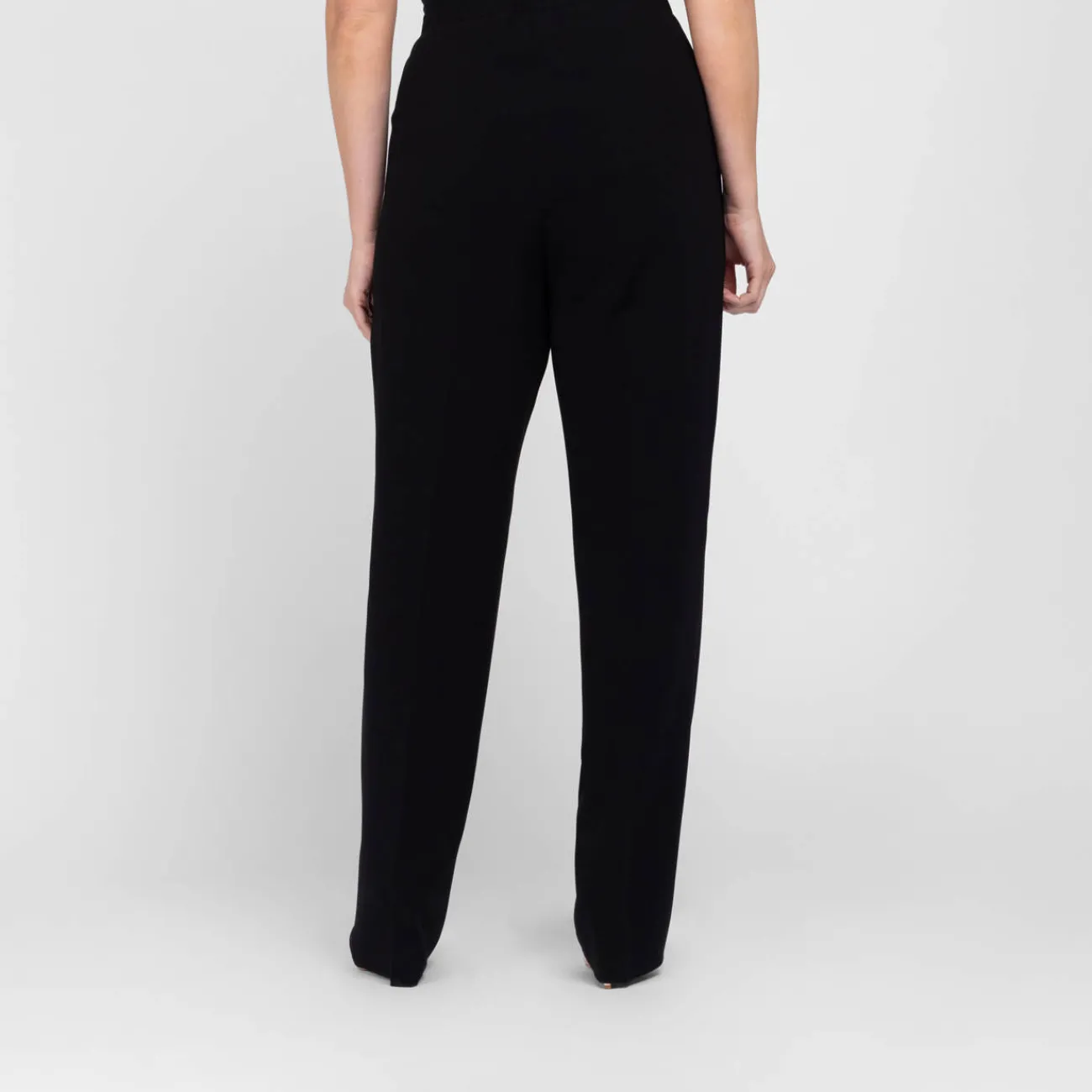 Clearance Marina Rinaldi BLACK PULL-ON FRONT CREASE TROUSER