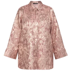 Fashion Marina Rinaldi Elegante Marina Rinaldi Brocade Shacket Metallic Rose