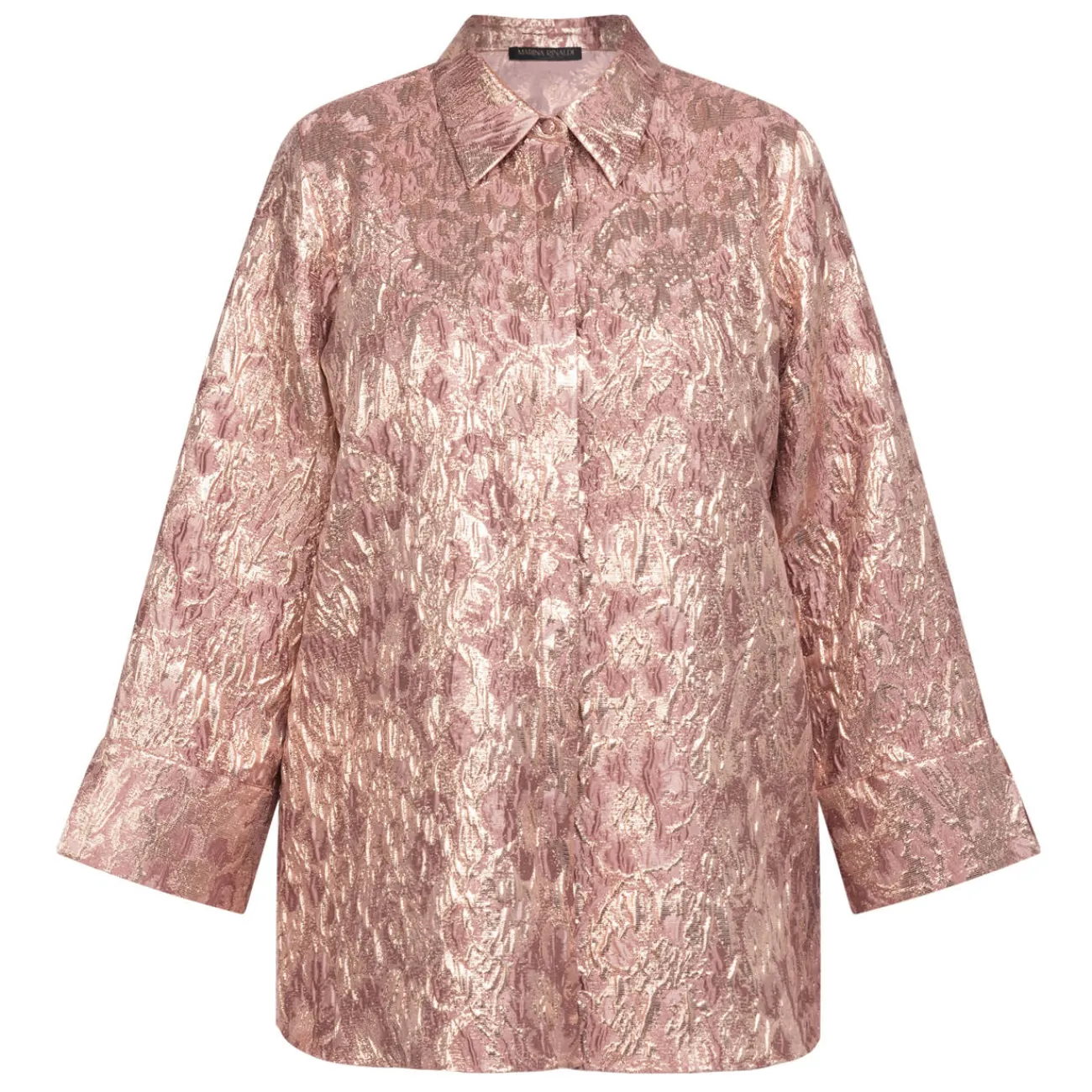 Fashion Marina Rinaldi Elegante Marina Rinaldi Brocade Shacket Metallic Rose