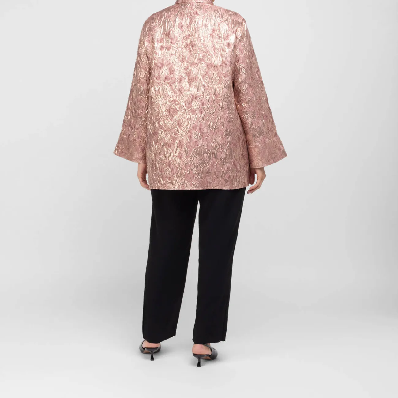 Fashion Marina Rinaldi Elegante Marina Rinaldi Brocade Shacket Metallic Rose