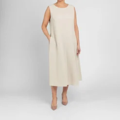 Best Marina Rinaldi Cady Dress with Optional Sleeve Beige