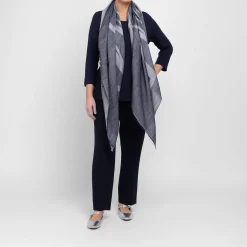 Outlet Marina Rinaldi Cashmere Blend Scarf Navy Silver