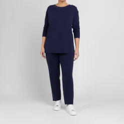 Best Marina Rinaldi Sport Marina Rinaldi Cotton Blend Knitted Tunic Navy