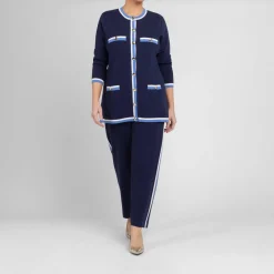 Online Marina Rinaldi Sport Marina Rinaldi Cotton Blend Cardigan Navy