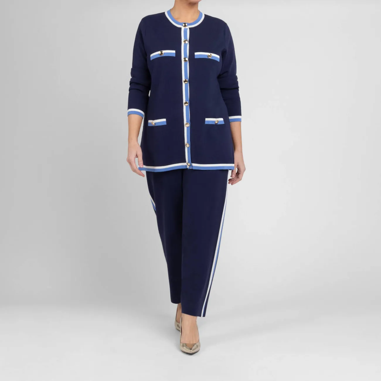 Online Marina Rinaldi Sport Marina Rinaldi Cotton Blend Cardigan Navy