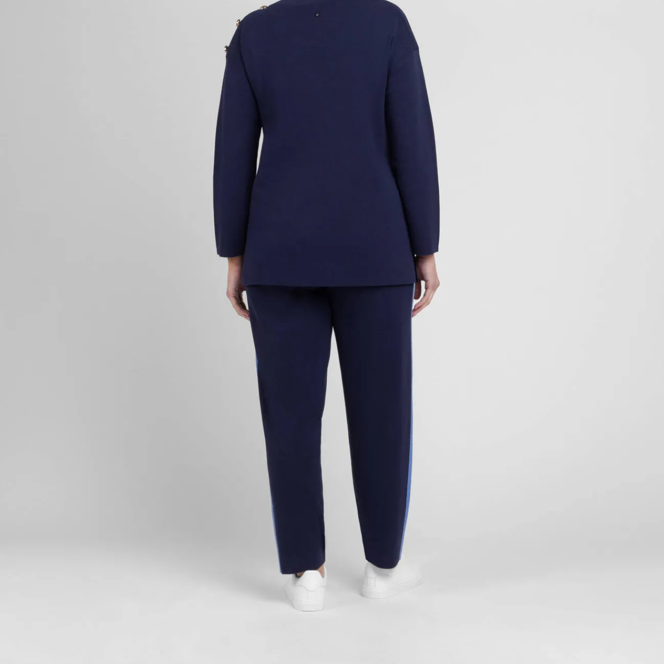 Best Marina Rinaldi Sport Marina Rinaldi Cotton Blend Knitted Tunic Navy