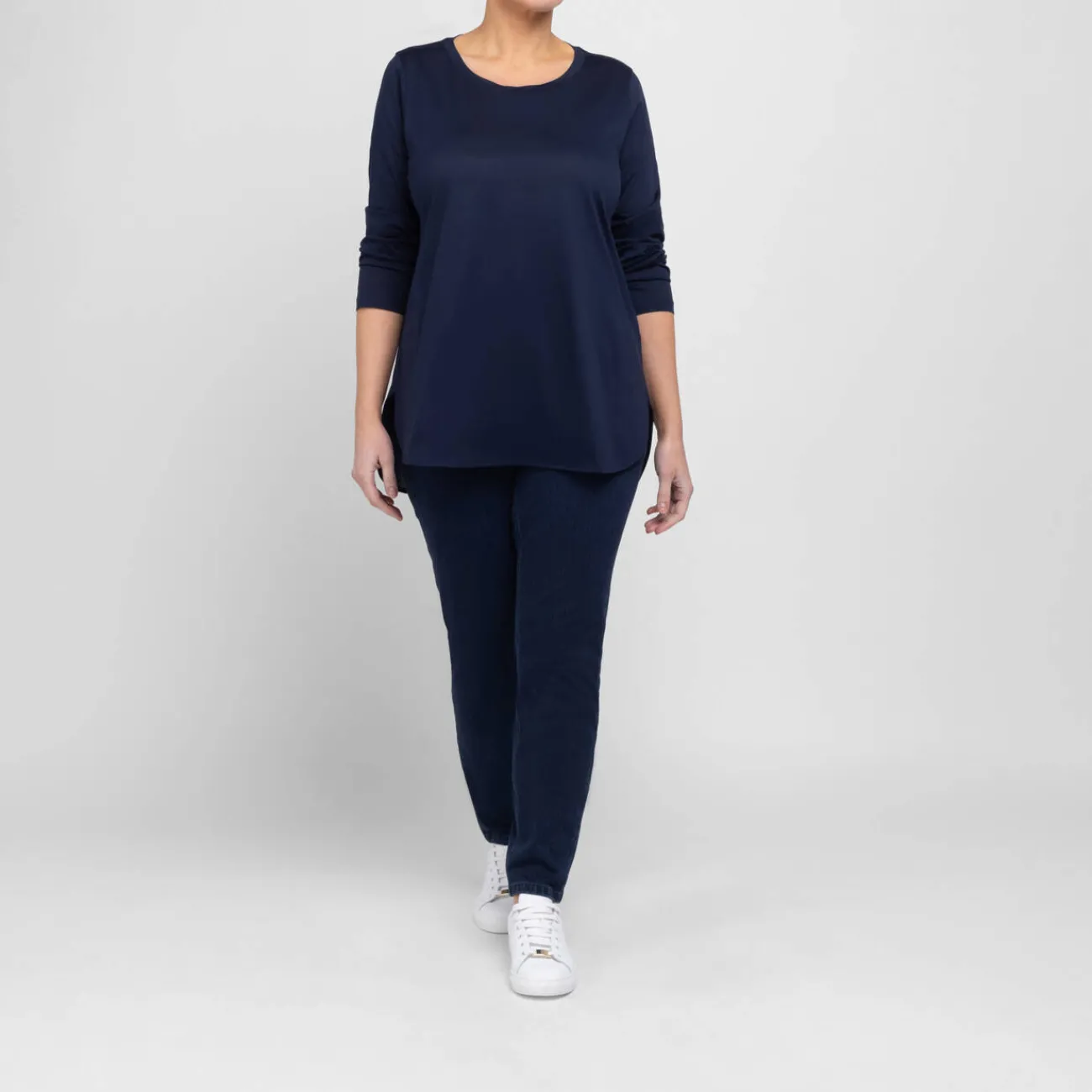 Clearance Marina Rinaldi Sport Marina Rinaldi Cotton Jersey T-Shirt Navy