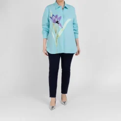 Hot Marina Rinaldi Cotton Poplin Shirt Turquoise