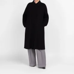 New Marina Rinaldi Double Face Wool Coat Black