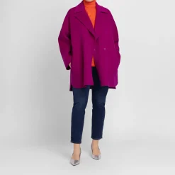 Online Marina Rinaldi Double Faced Wool Coat Cyclamen