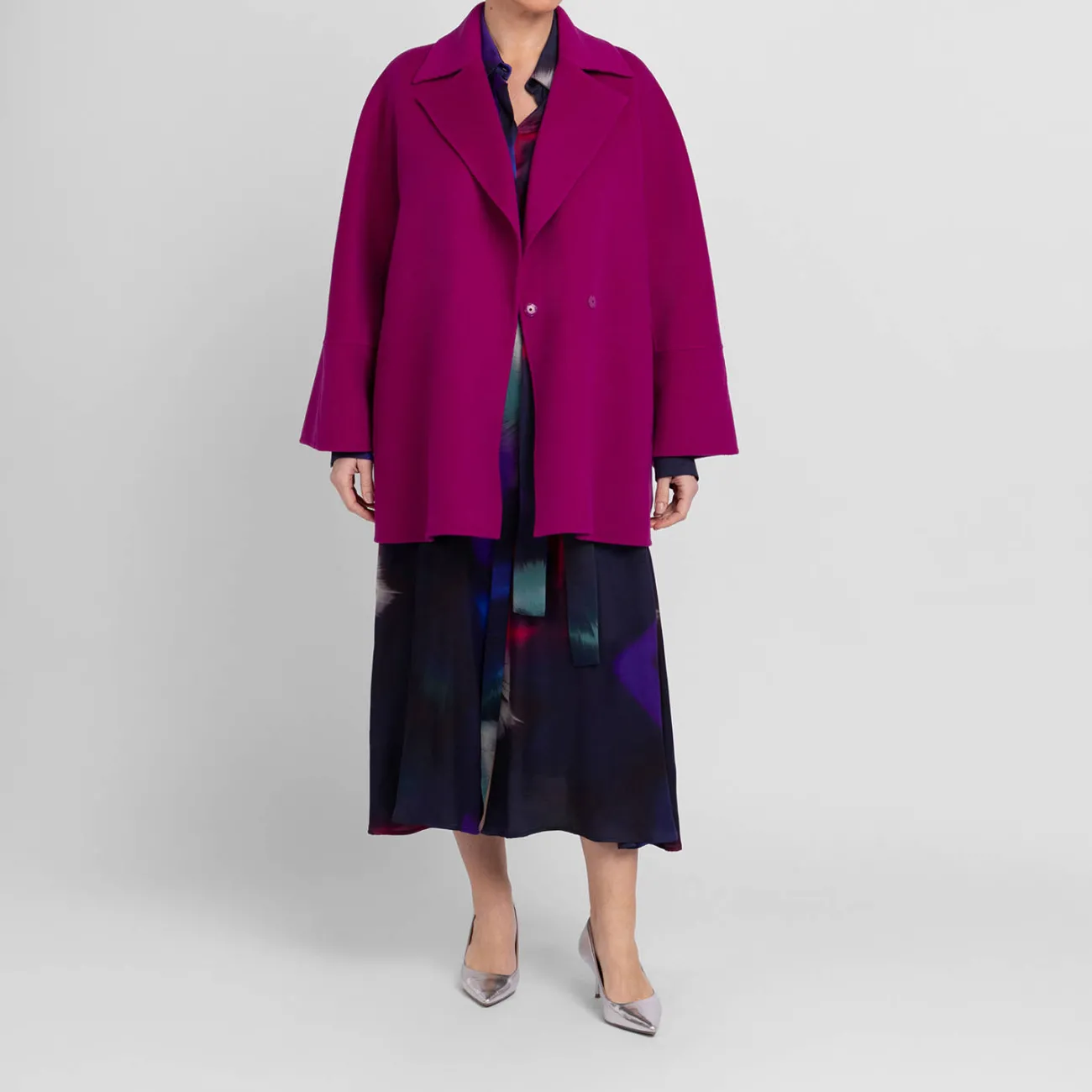 Online Marina Rinaldi Double Faced Wool Coat Cyclamen