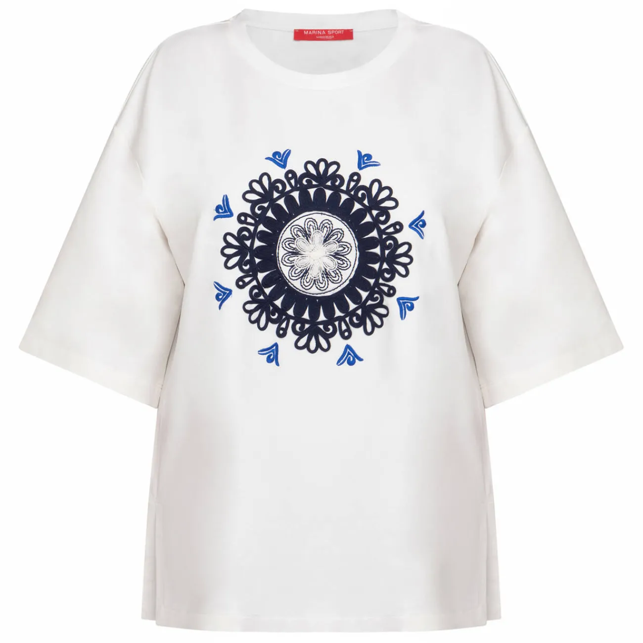 Clearance Marina Rinaldi Sport Marina Rinaldi Embroidered Jersey Sweatshirt Ivory