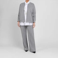Online Marina Rinaldi Embroidered Jersey Bomber-Cut Jacket Grey