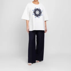 Clearance Marina Rinaldi Sport Marina Rinaldi Embroidered Jersey Sweatshirt Ivory