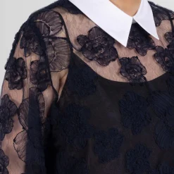 Sale Marina Rinaldi Embroidered Lace Collared Top