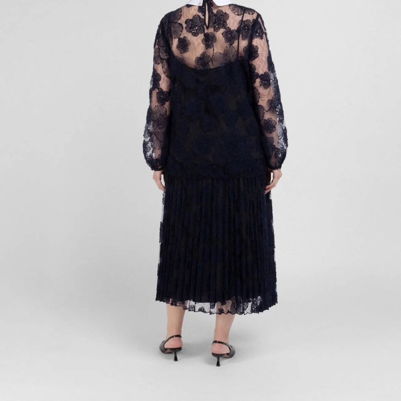 Sale Marina Rinaldi Embroidered Lace Collared Top