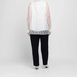 Sale Marina Rinaldi Elegante Marina Rinaldi Embroidered Organza Shirt White