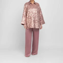 New Marina Rinaldi Elegante Marina Rinaldi Envers Satin Pull-On Trousers Pink